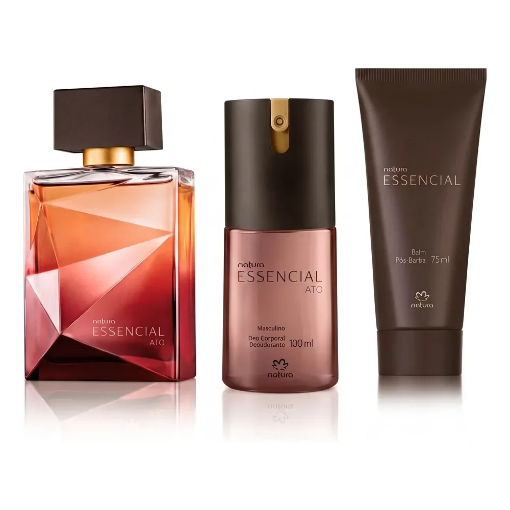 Kit Essencial Ato Masculino: Perfume 100ml + Desodorante Corporal 100ml + Balm Pós Barba 75ml