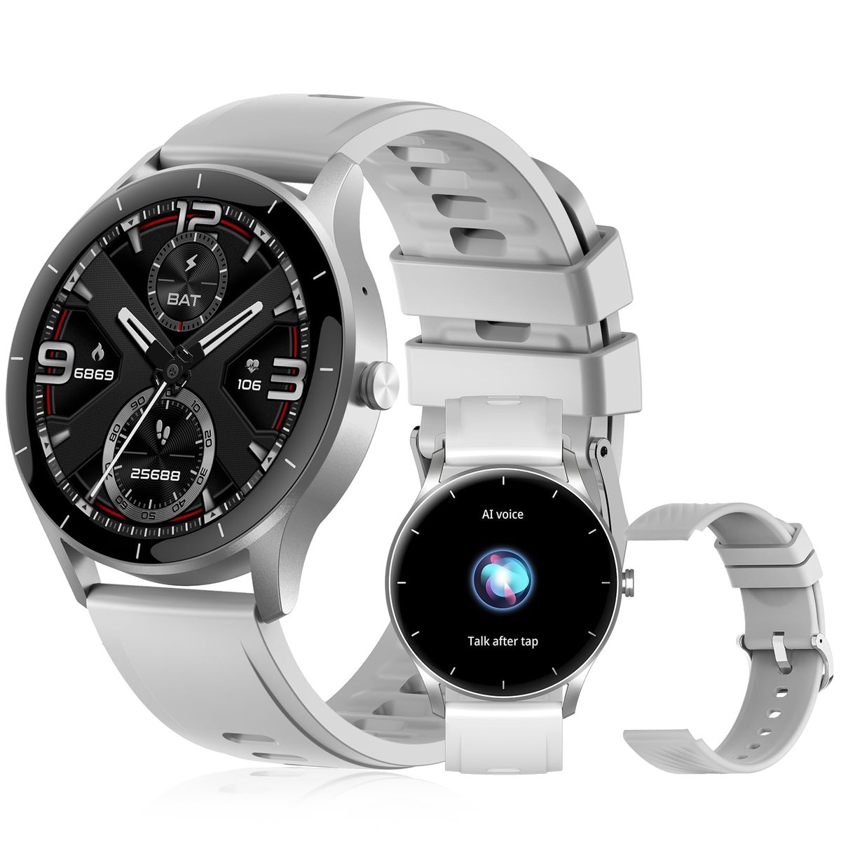 Smartwatch PEJE ZW02 com Chamadas, Pulseira Extra e 123+ Modos Esportivos
