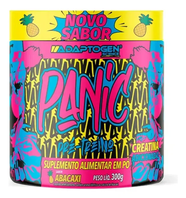 Pré-treino Adaptogen Panic 300g Abacaxi com Creatina e Cafeína