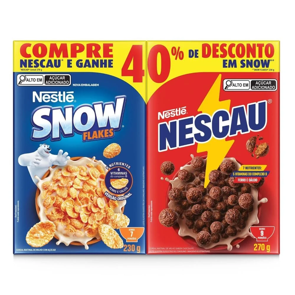 Kit Cereal Matinal Chocolate Nescau 210g + Snow Flakes 230g Mais Economia