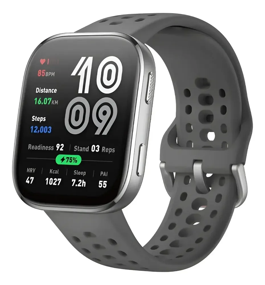 Smartwatch Amazfit Bip 6, GPS e Bluetooth, Resistente à Água, com Pulseira de Silicone Cinza
