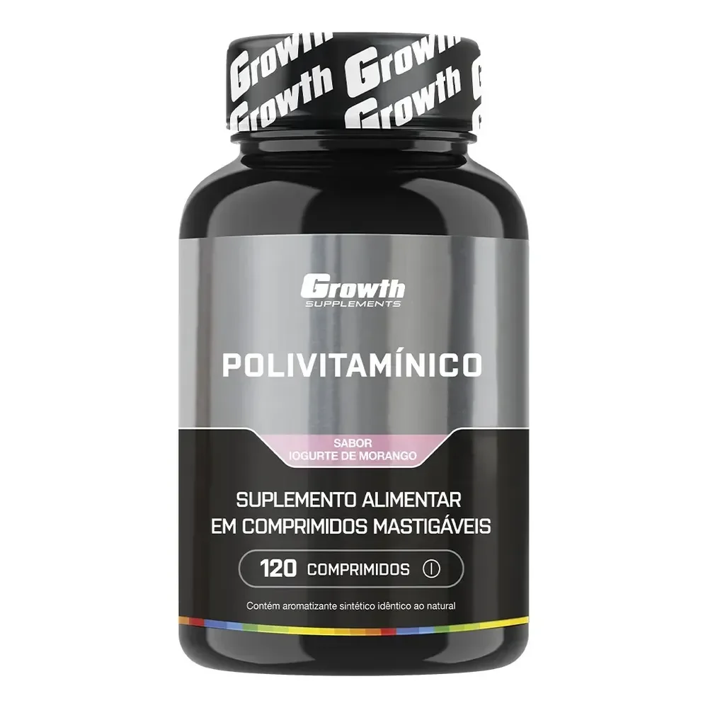 Polivitaminico Mastigável 120un. Growth Supplements - Sabor Morango