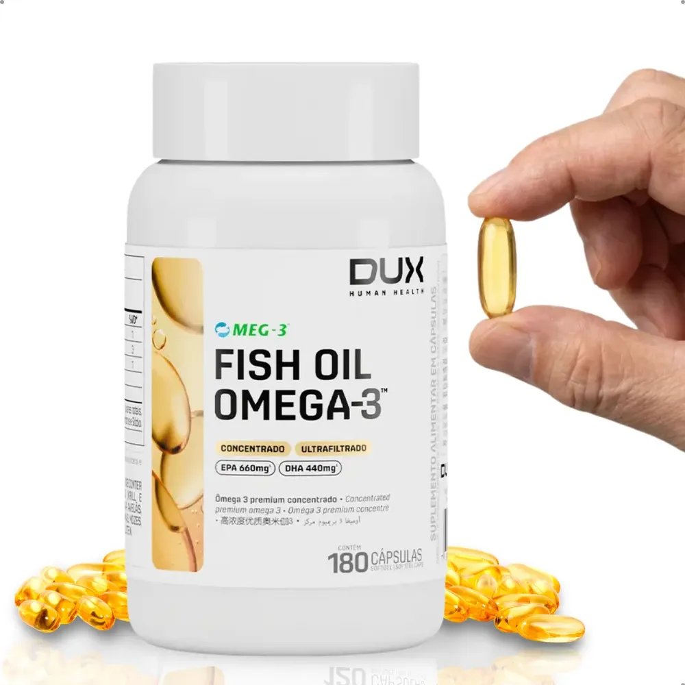 Fish Oil Omega 3 Dux Concentrado 180 Caps Bom Para Memória Sem Sabor