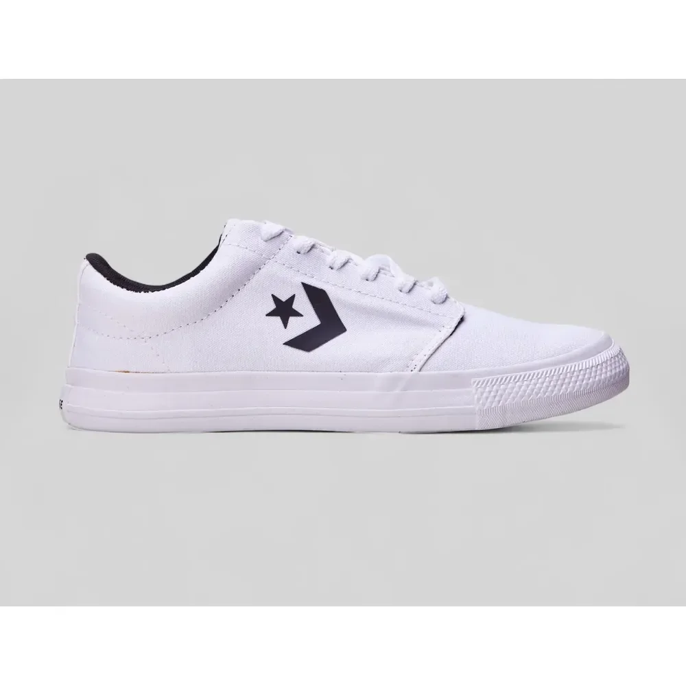 Converse Sem Gênero  Lisa Largo Day One Ct0668 Curto Tecido Branco/preto/branco Lisa 40 Br