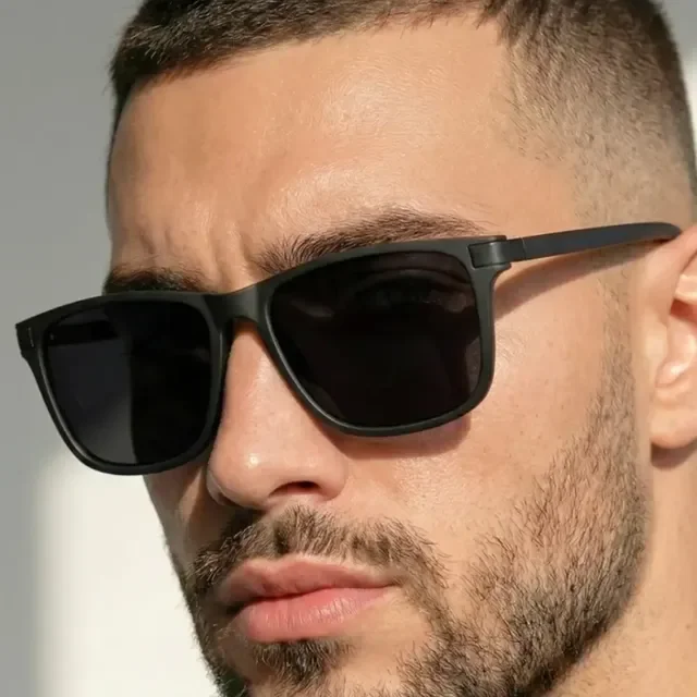 Óculos De Sol Quadrado Preto Unissex Proteção Uv400 Premium