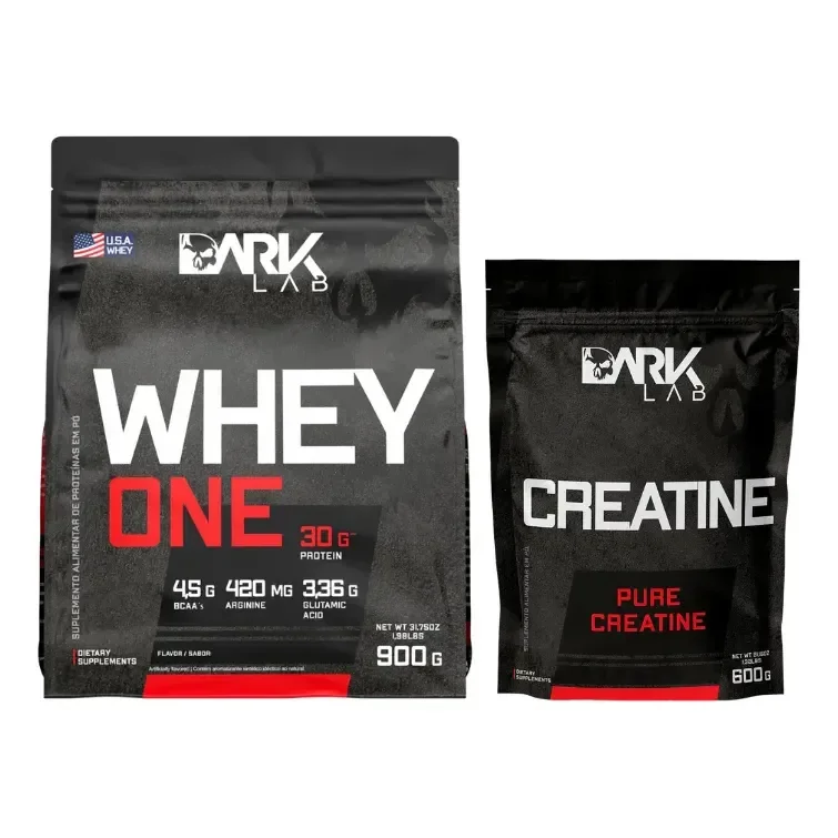 Kit Whey Protein Sabor Morango 900g  + Creatina Monohidratada 600g - Dark Lab