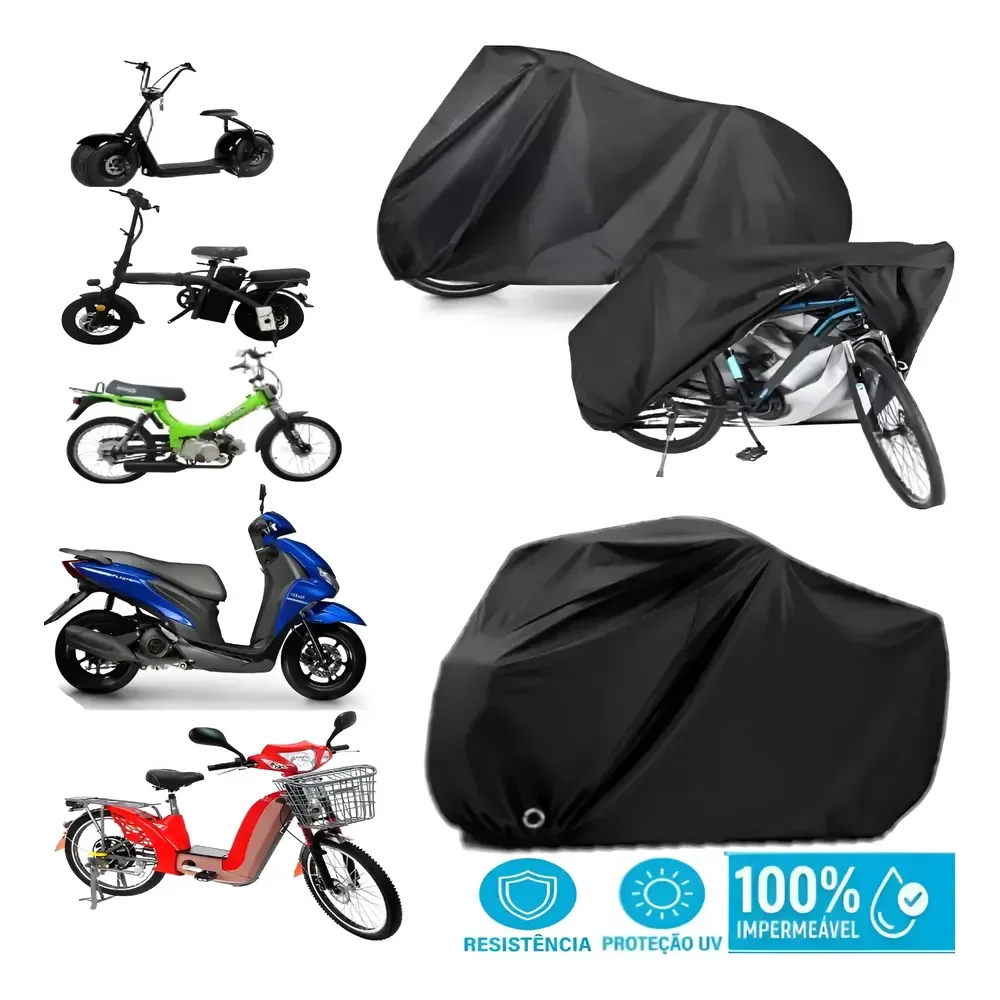 Capa Cobrir Bicicleta Elétrica Anti Risco Impermeável Preto Universal
