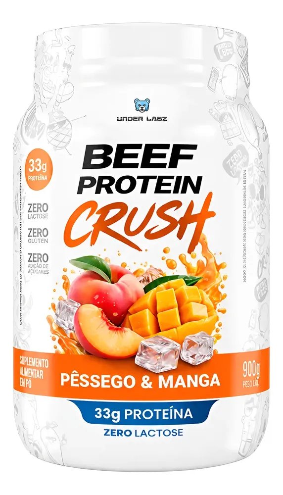 Beef Protein Crush Under Labz Whey Isolado Hidrolisada Carne Pessego E Manga 910g