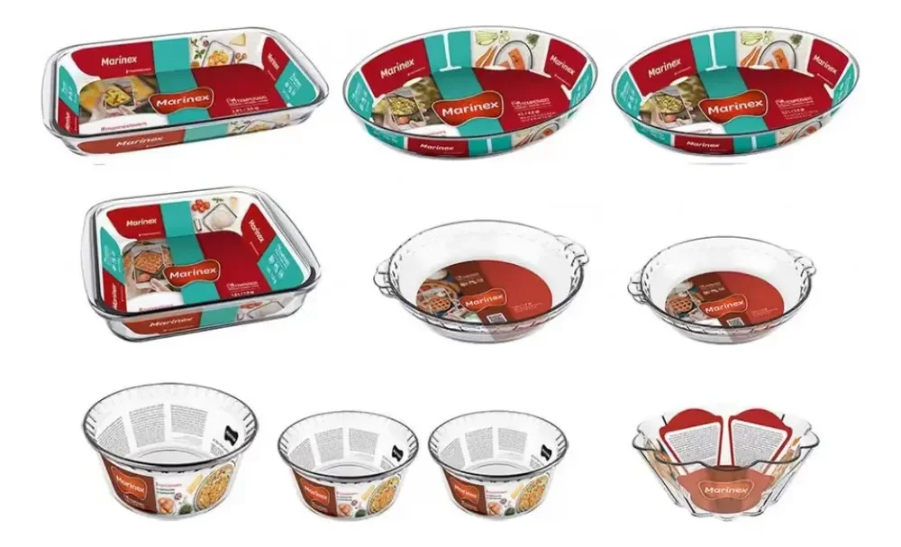 Conjunto De Travessas Refratárias Em Vidro 10 Peças Marinex Transparente