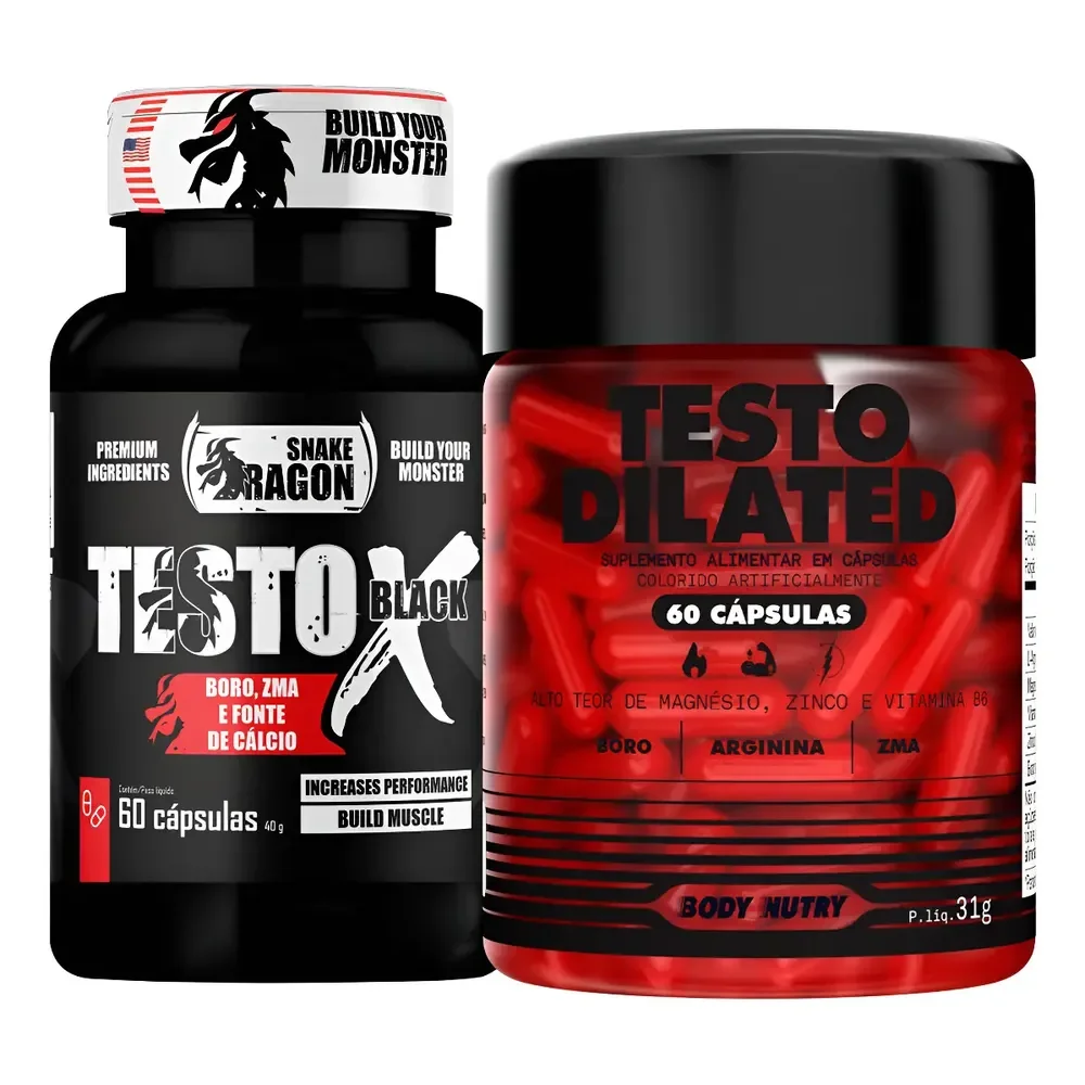 Kit Pré Hormonal 1x Testox + 1x Dilated 60 Cáps Vit Minerais Sem Sabor
