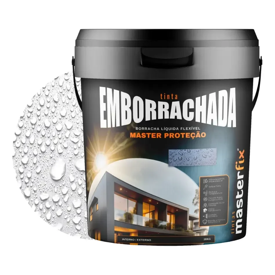 Tinta Emborrachada Masterfix 4kg Impermeável Flexível Acabamento Fosco Cor Branco 3.6 L