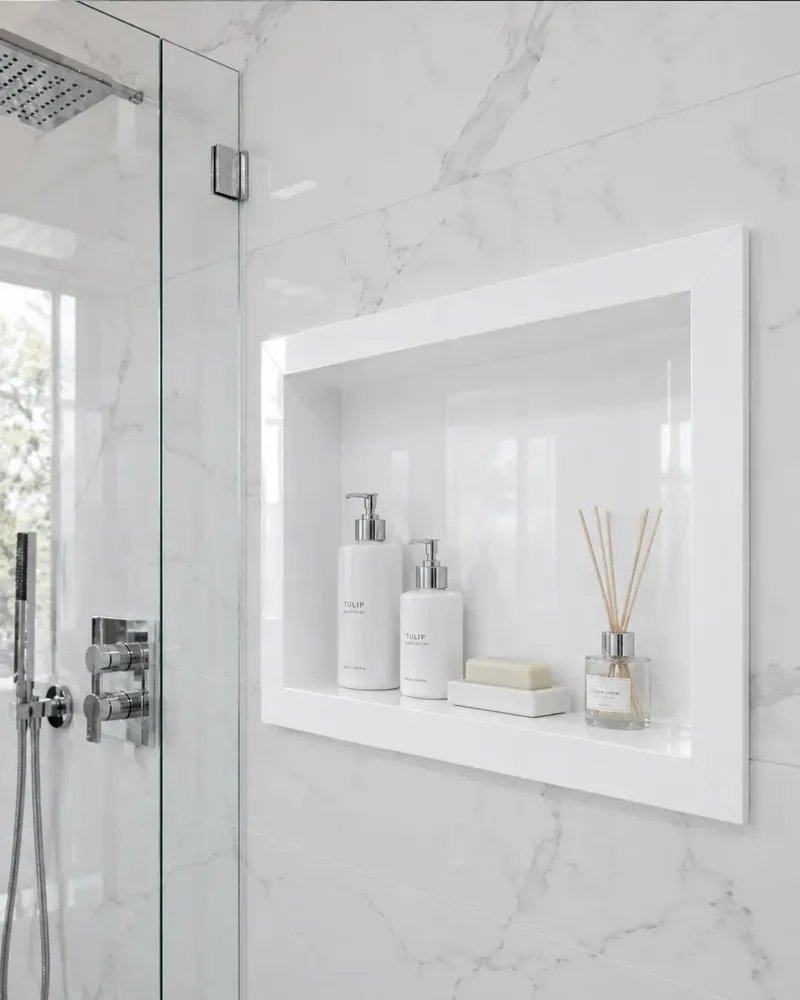 Nicho Porcelanato Banheiro Branco 40x60 Borda Simples Branco