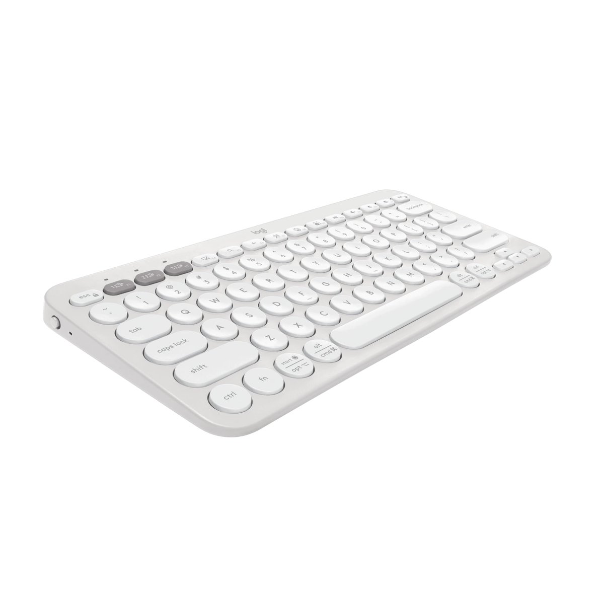 Teclado sem fio Logitech Pebble Keys 2 K380s com Conexão Bluetooth Easy-Switch e Pilha Inclusa - Compatível com PC, Mac, Chrome OS, Android, iOS e Apple TV, Layout US - Branco