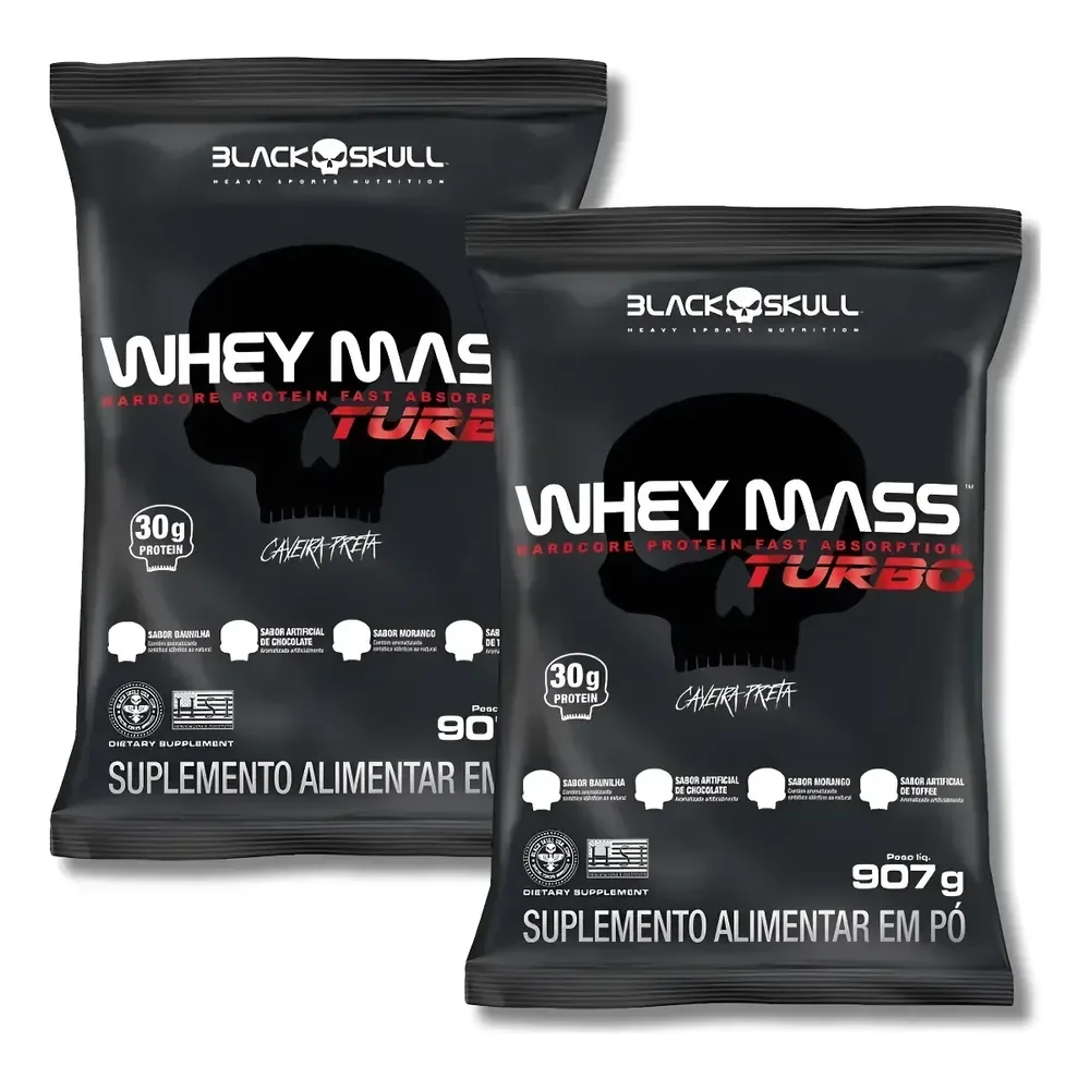 Kit 2x Whey Protein Mass Turbo Refil 907g Chocolate