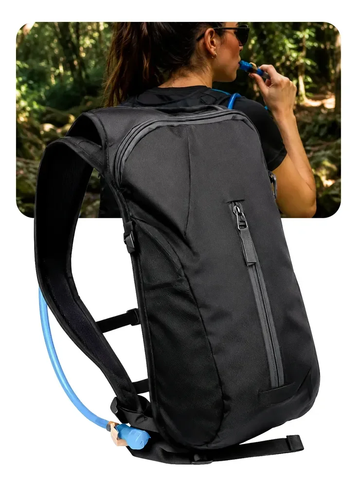 Mochila Hidratação 2l Térmica Ciclismo Caminhada Trilha Preto Liso