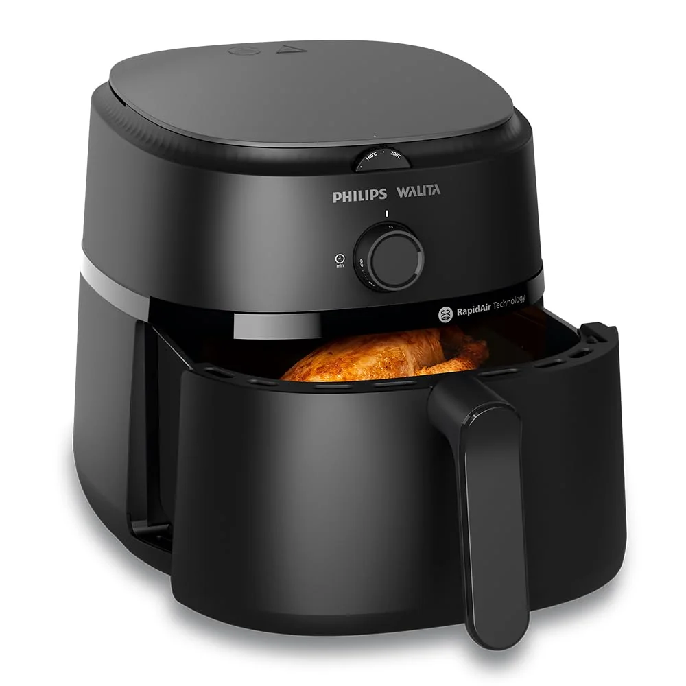 Philips Walita Fritadeira Airfryer Série 1000 4,2L, Tecnologia Rapid Air, 12 Funções de Cozimento, Economia de Energia, Limpeza Fácil, Design Compacto, Preta, 110V (NA120/00)