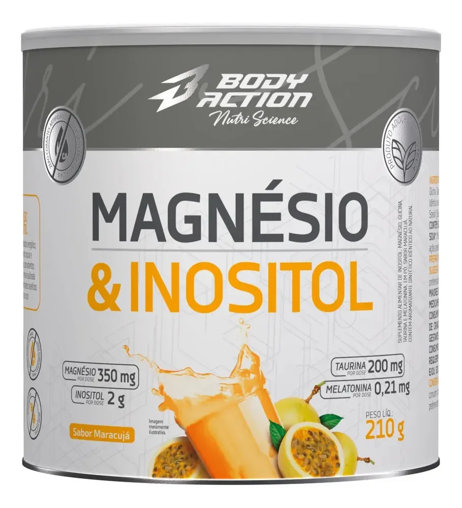 Magnésio E Inositol 210g Bodyaction Sabor Maracujá