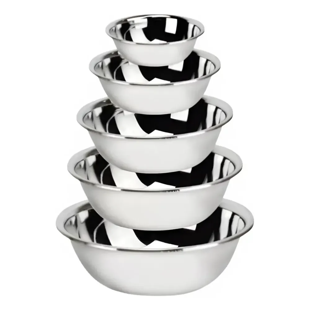 Kit 5 Tigelas Bacia Em Aço Inox Multiuso Conjunto De Cozinha Inox