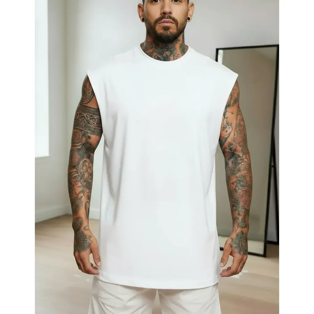 Regata Oversized Masculino Tamanho Grande Básica Lisa Branco P