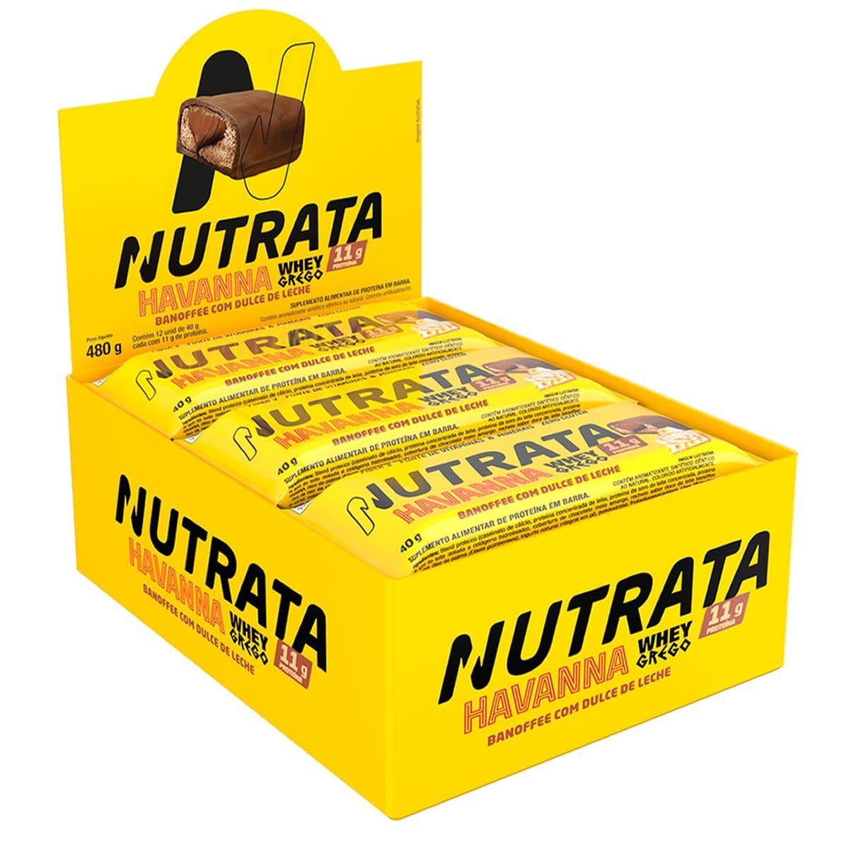 NUTRATA WHEY GREGO HAVANNA 40G DISPLAY C/ 12 BARRAS - BANOFFE