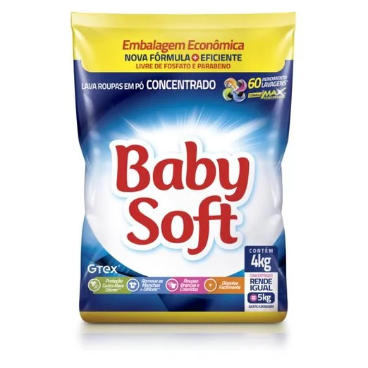 Lava Roupas Pó Baby Soft Concentrado 4KG