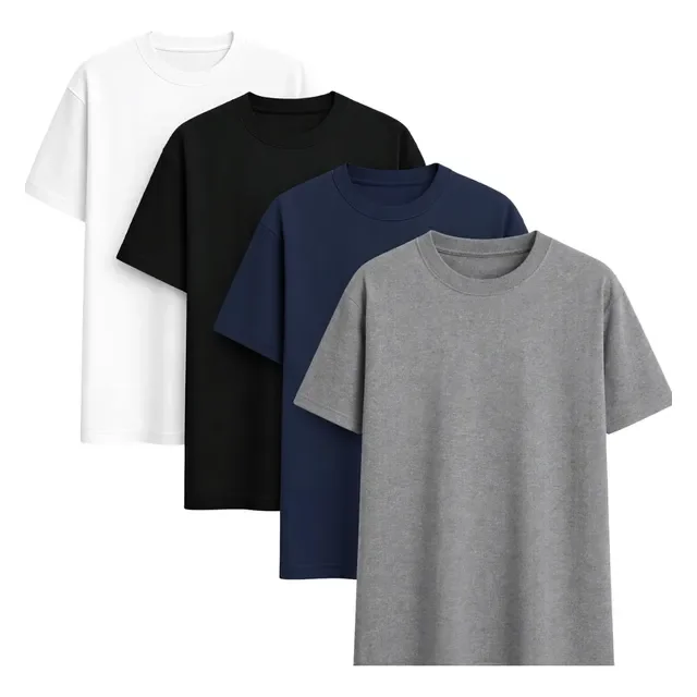 Kit 4 Camisas Camiseta Básica Lisa 100% Algodão Premium 30.1
