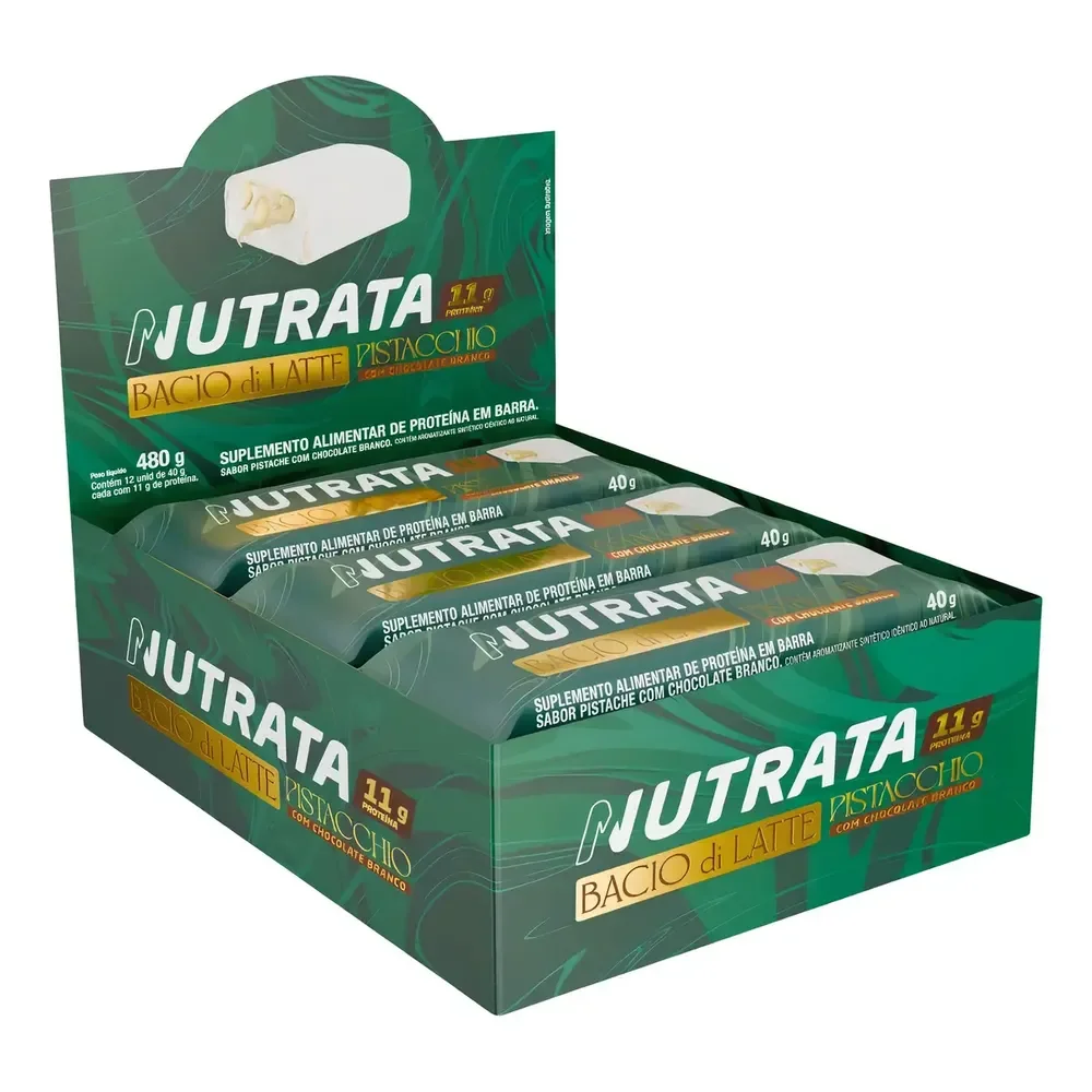 Kit Com 12 Unidades Bacio Di Latte Sabor Pistacche Display 40g Nutrata Pistache