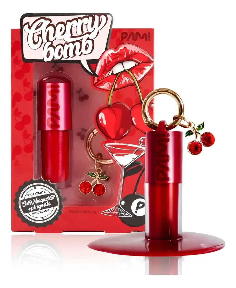 Gloss Labial Cherry Bomb Pam By Pamella 5g Vermelho