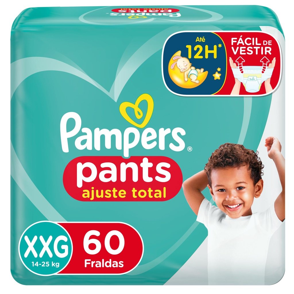 Fralda Pampers Pants Ajuste Total Top Tamanho XXG com 60 unidades
