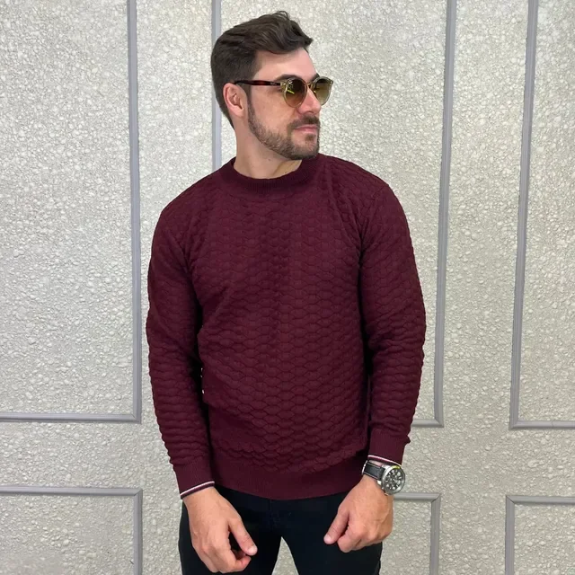 Suéter Masculino Blusa De Frio Tricô Lã Social Casual Liso
