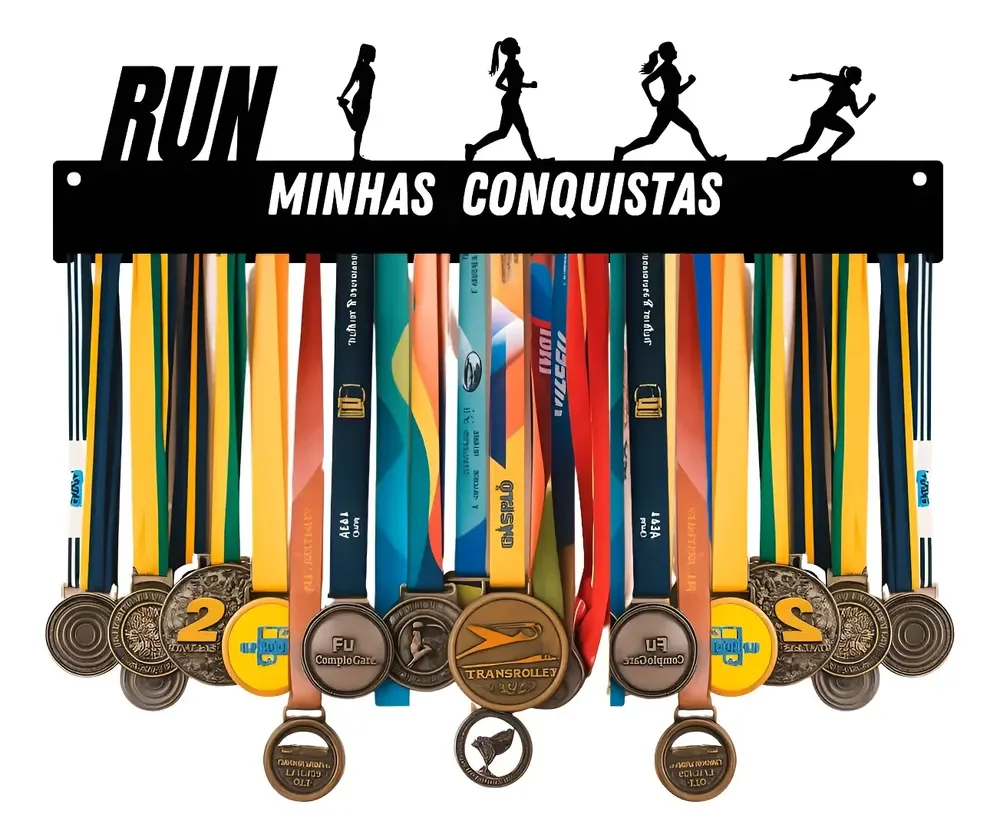 Porta Medalhas Corrida Cardio Suporte Parede Medalha Full Feminino