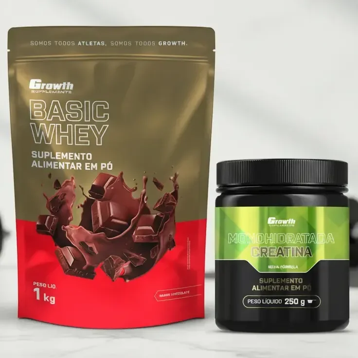 Kit Growth: Whey Protein Basic Chocolate 1kg + Creatina Monohidratada 250g