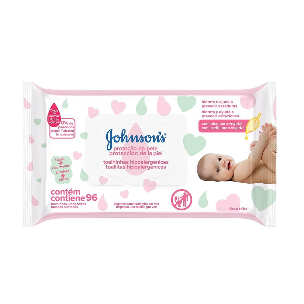 Lenços Umedecidos Johnson's Baby Proteção da Pele, 96 Unidades