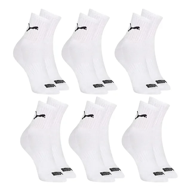 6 Pares Meias Puma Cano Médio Alto Atoalhada Academia Sport