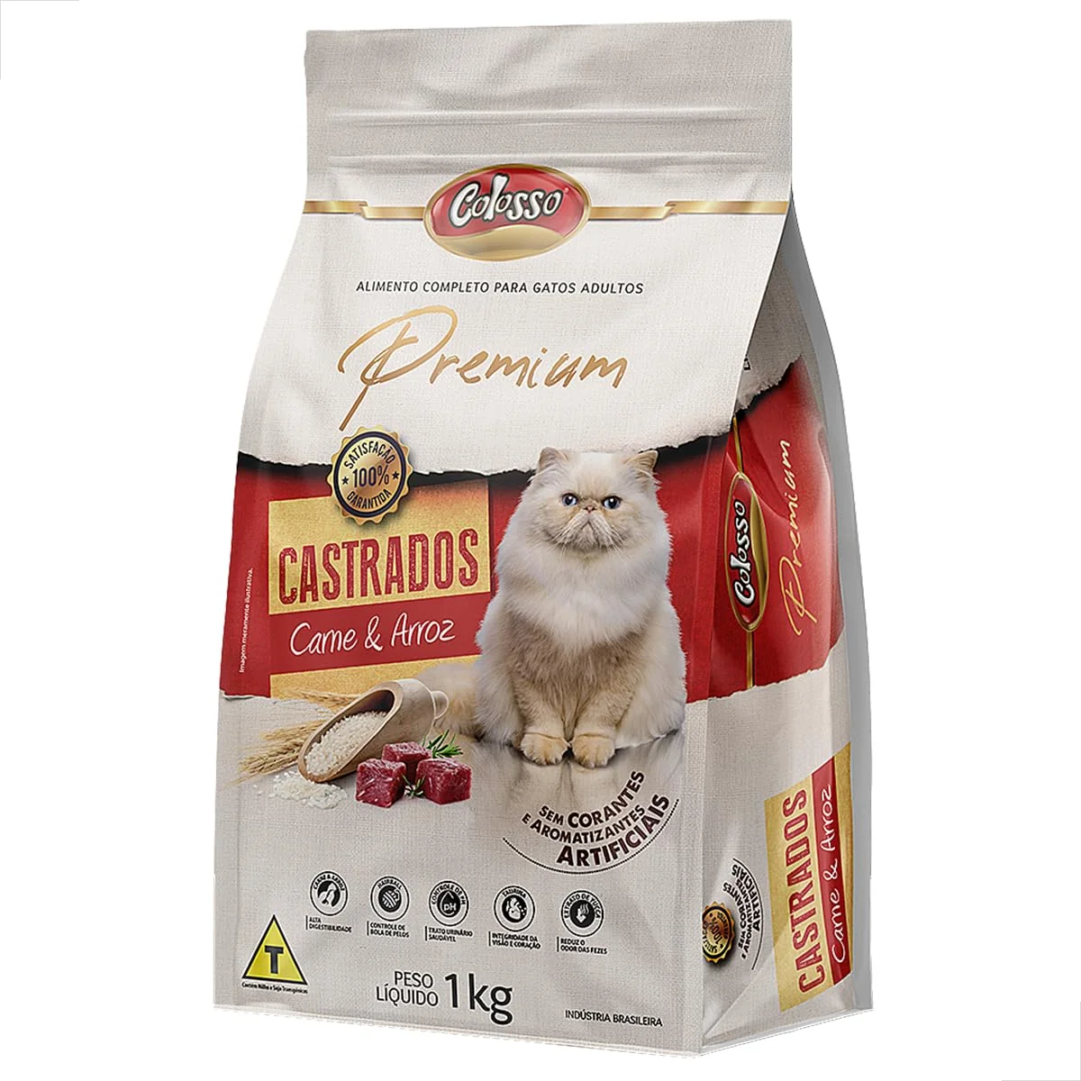 Colosso Premium Ração para Gato Castrado Sabor Carne e Arroz 1kg