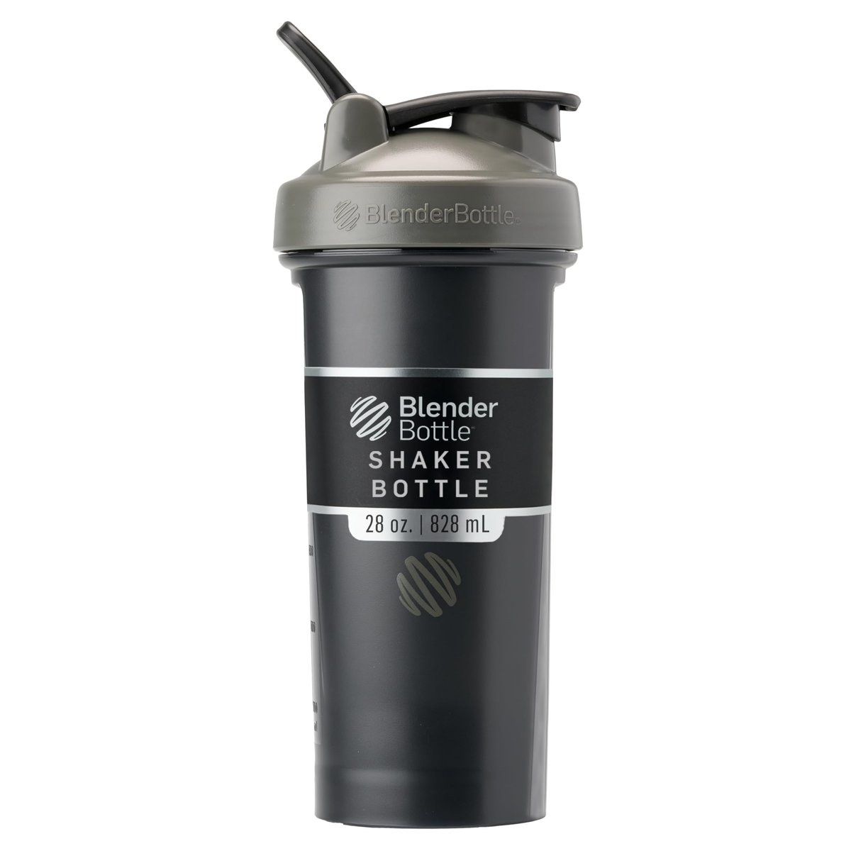 BlenderBottle Coqueteleira clássica V2 perfeita para shakes de proteína e pré-treino, 800 ml, cinza/preta