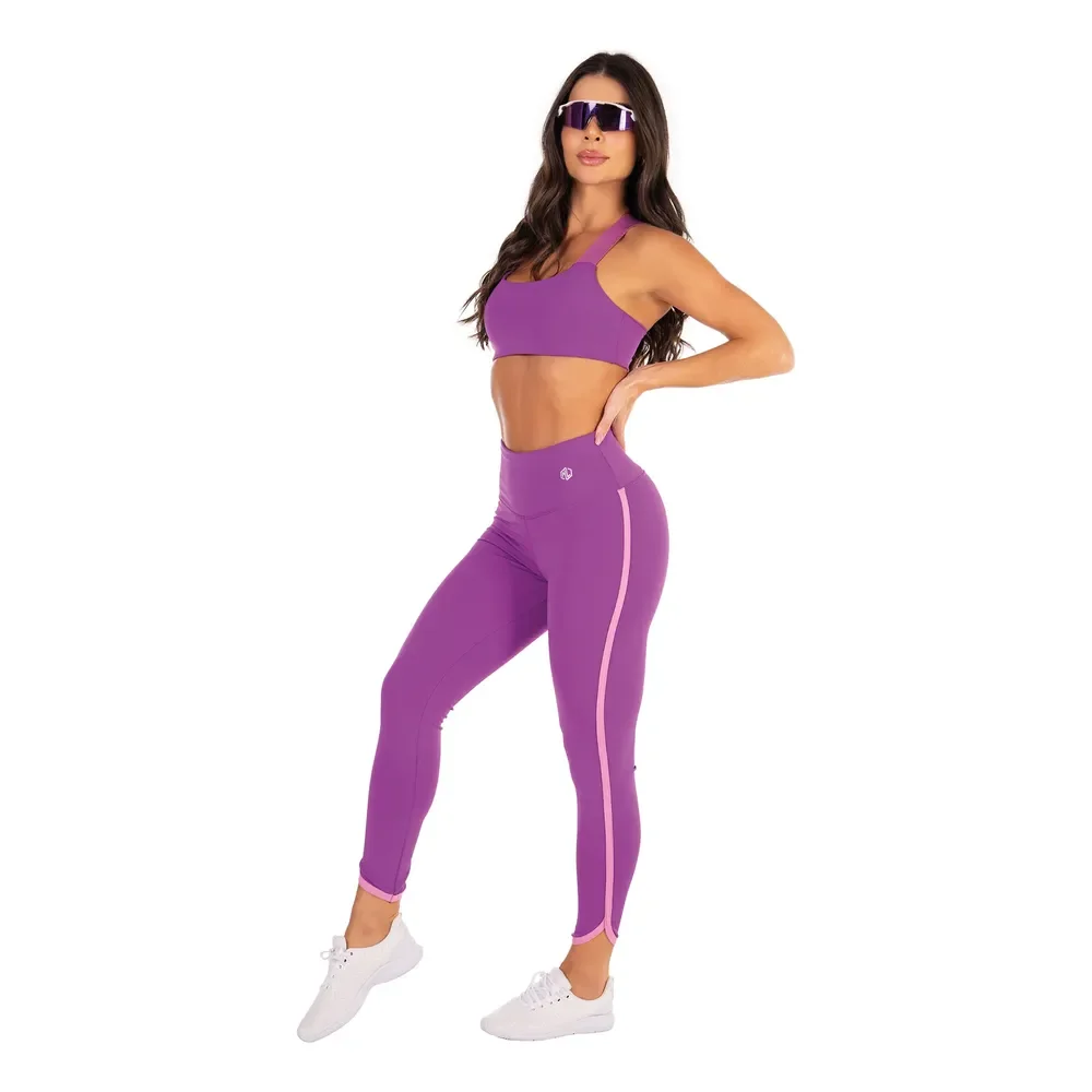 Conjunto Manalinda Fitness Top E Legging Roxo M
