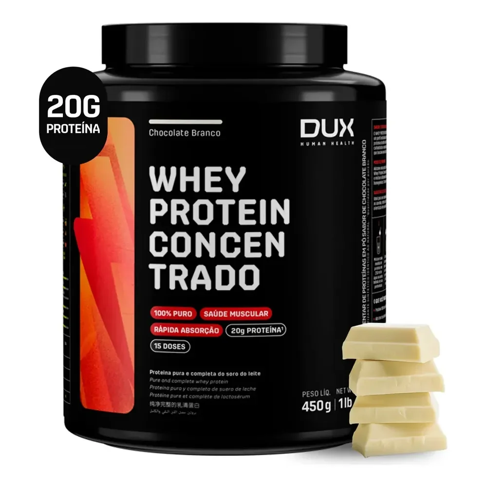 Dux Human Health Whey Protein Concentrado Suplemento 450g Chocolate Branco