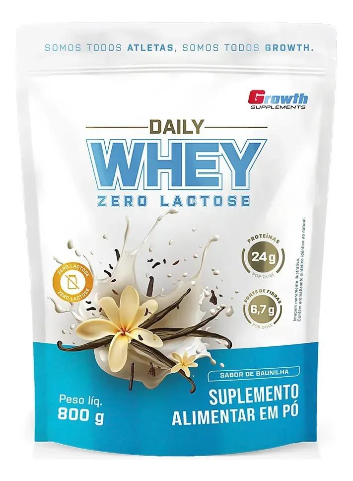 Daily Whey Protein Zero Lactose 800g Growth Supplements Baunilha