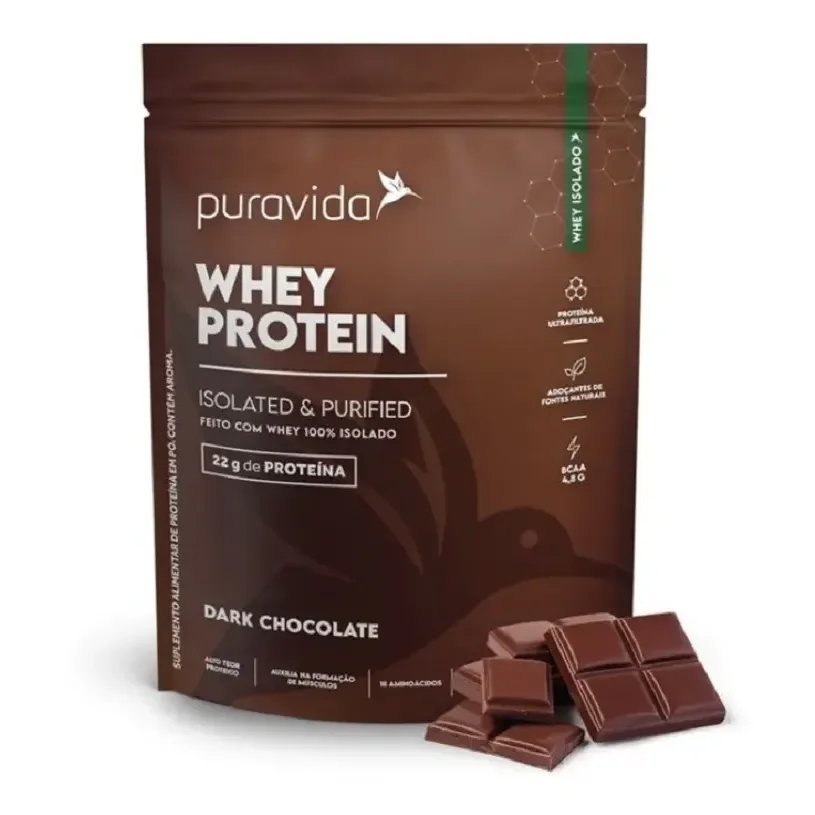 Whey Protein Isolado Dark Chocolate 450g Puravida Chocolate Amargo