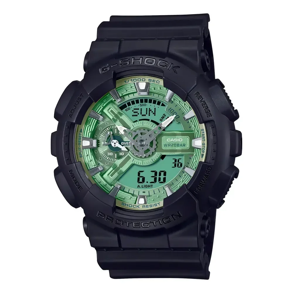 Relógio Preto De Resina G-shock Ga-110cd-1a3 Para Homem Verde