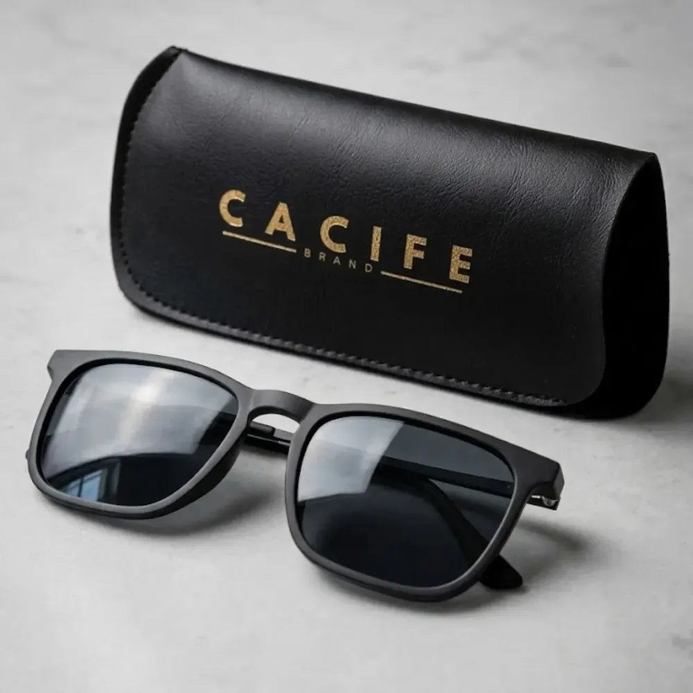 Óculos De Sol Quadrado Preto Proteção Uv400 C/ Case + Preto