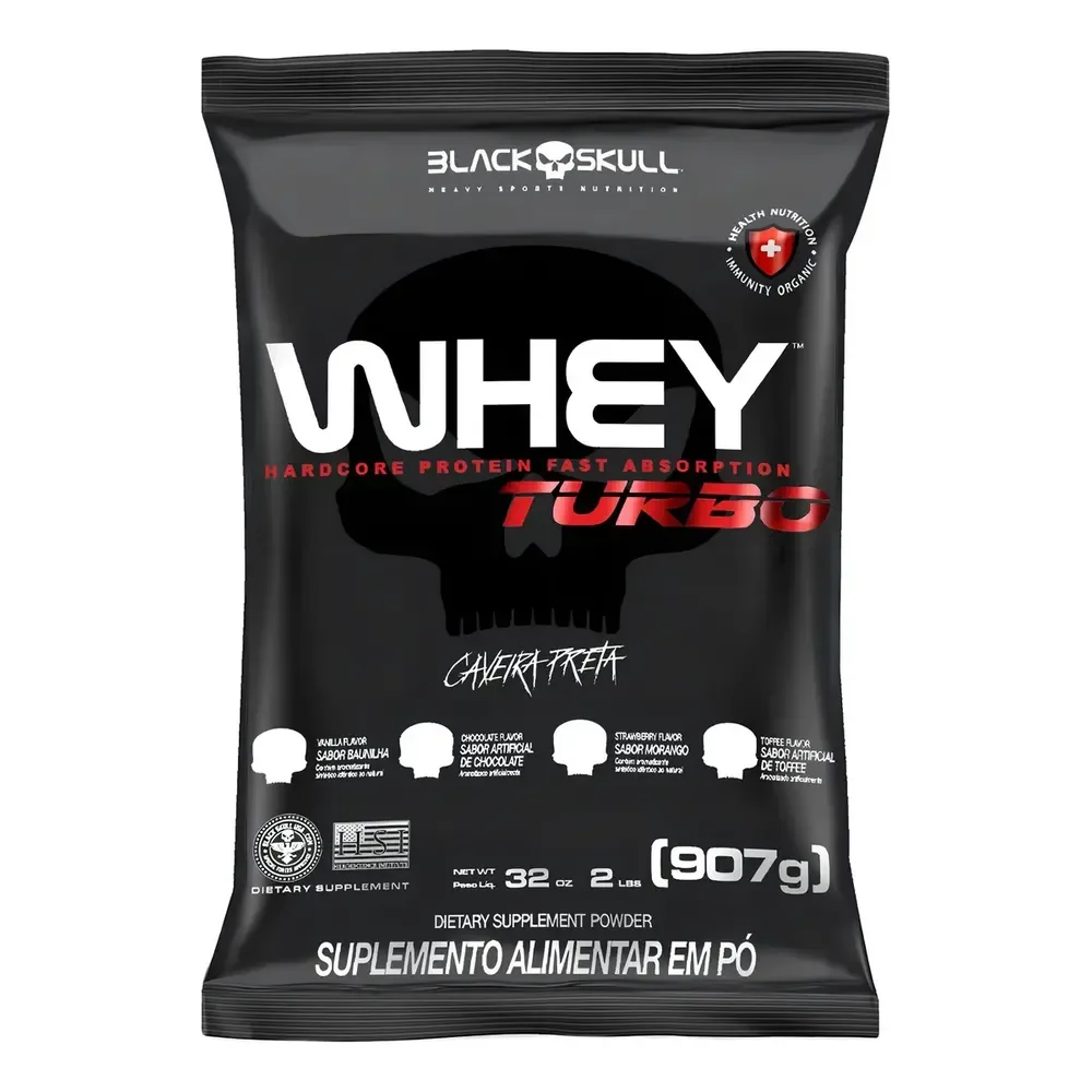 Suplemento En Pó Black Skull Caveira Preta- Proteínas De Whey Sabor Morango X 907g