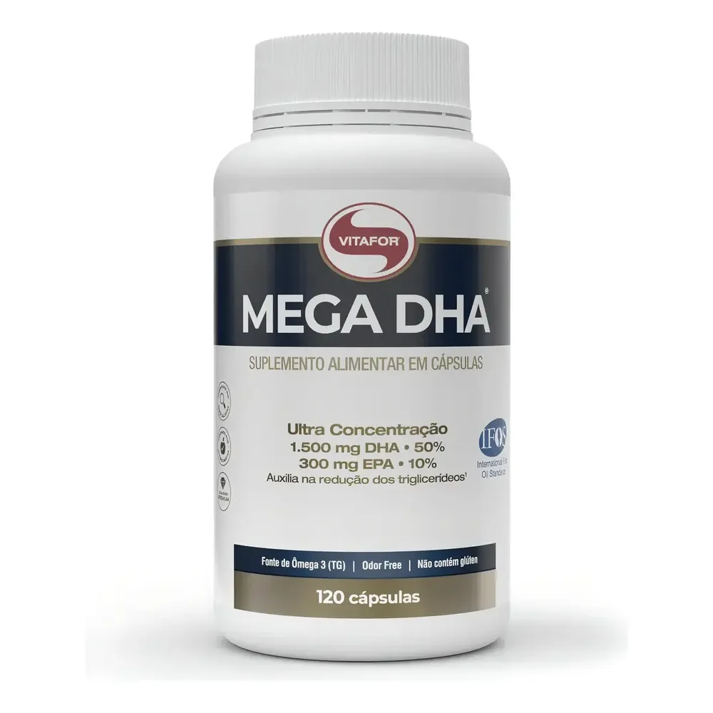 Mega Dha 120 Cápsulas Ômega 3 Vitafor Sem Sabor