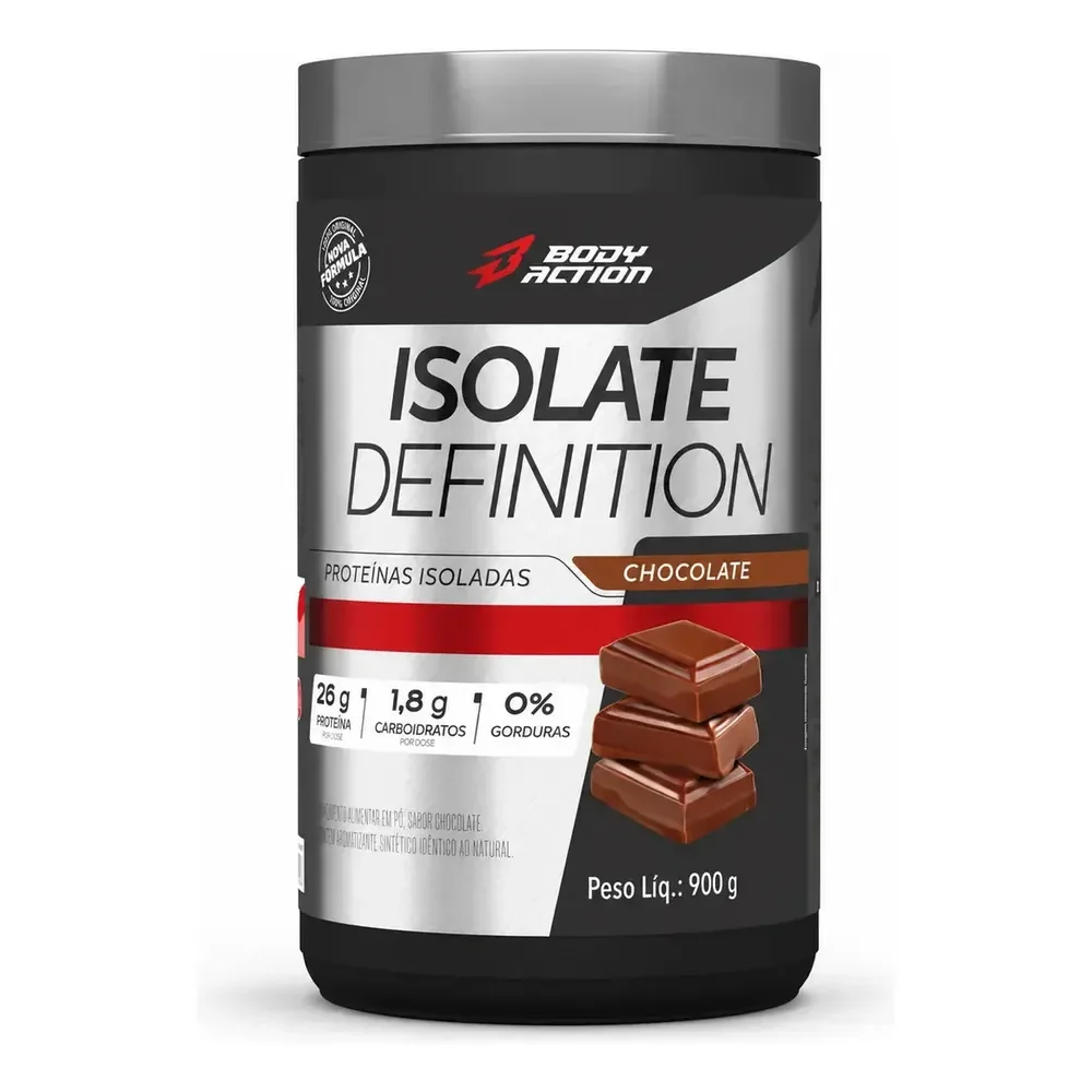 Whey Protein Isolado Isolate Definition Bodyaction 900g Sabor Chocolate