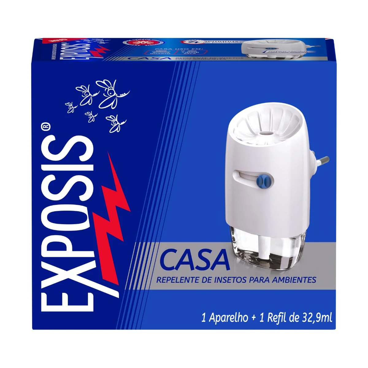Exposis Casa, Repelente Eletrico Líquido, 1 Aparelho e 1 Refil de 32,9ml
