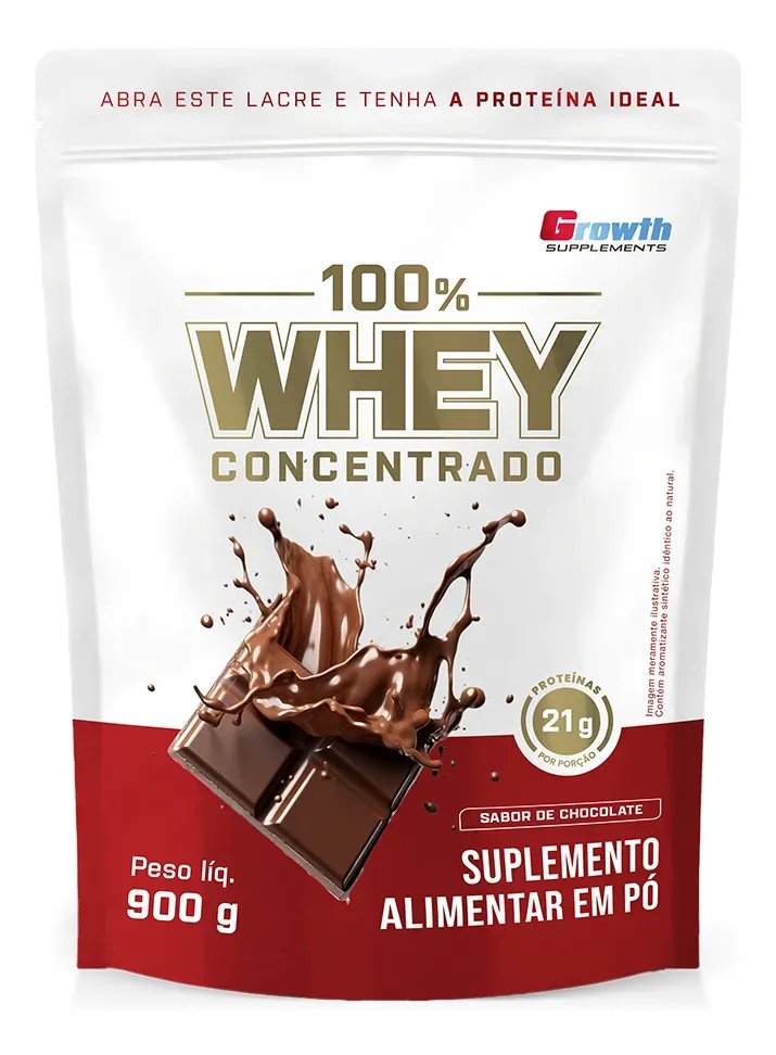 100% Whey Concentrado 900g Growth Supplements Chocolate