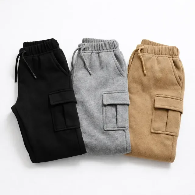 Kit Com 3 Calças Cargo Moletom Menino Estilo Tendência