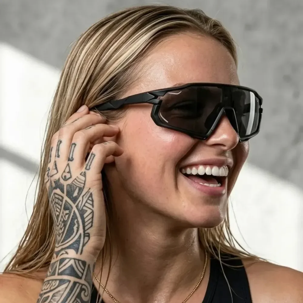 Oculos De Sol Esportivo Corrida Runner Run Pace Polarizado Anti Reflexo Premium Uv400 Pedal Futevolei Ciclismo Baixa Pedal Preto