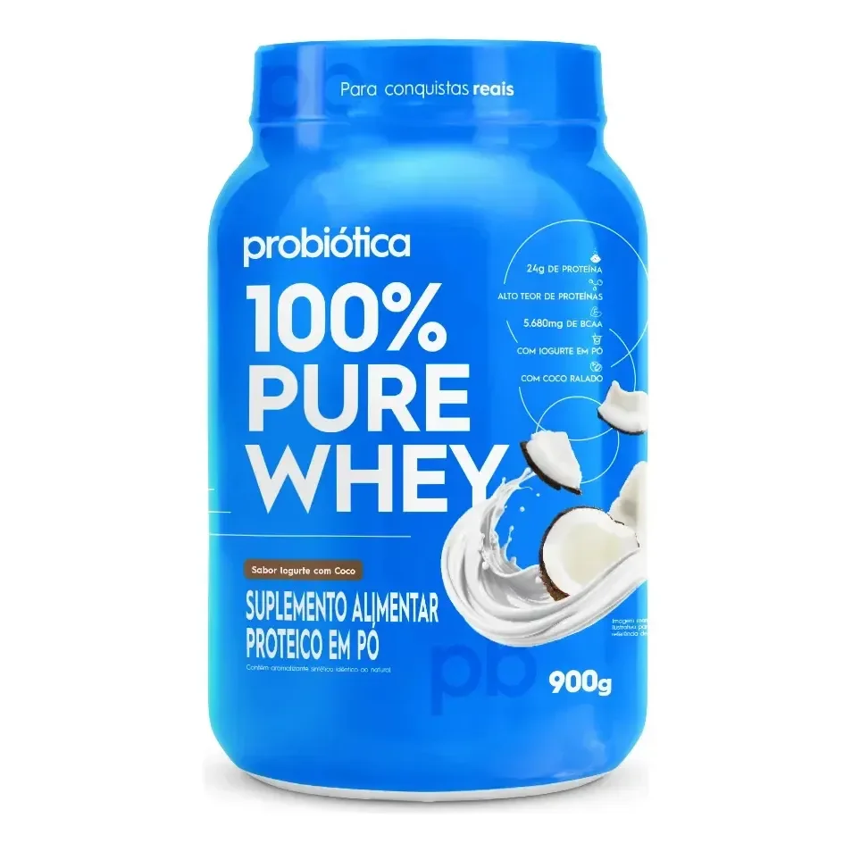 Suplemento Whey Concentrado Probiótica 100% Pure Whey sabor iogurte com coco x 900g